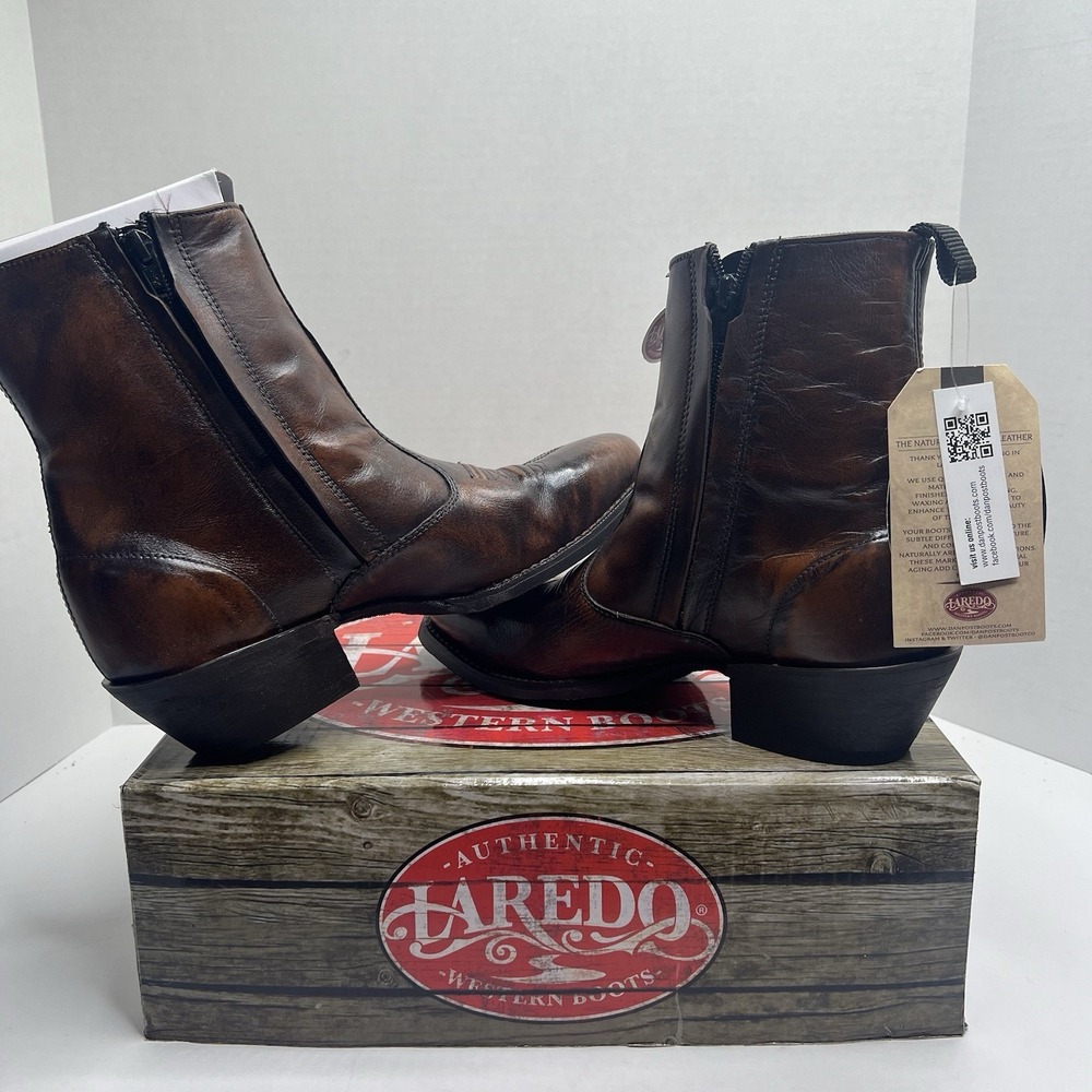 LAREDO Breakout Men's 7 D Tan Leather Side Zipper Western Cowboy Boots 62074